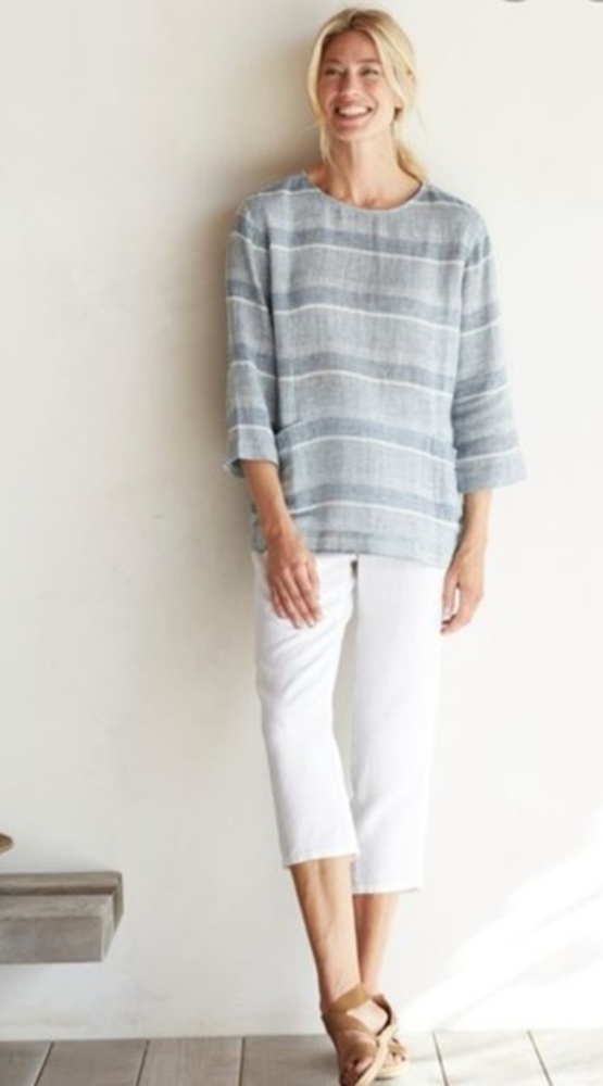 Linen Pure Jill purejill blue j Jill gauze pockets